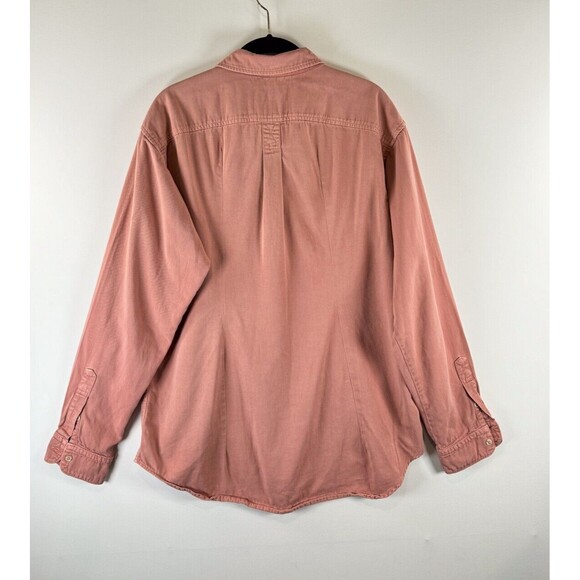 VINTAGE Imus Mens Button Up Shirt Red Denim Long Sleeve Cabincore Work Large - Picture 2 of 9